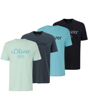 S.oliver T-shirt T-shirt Paquet de 4 Logo T-Shirt - Bleu