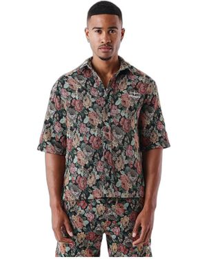 Project X Paris Overhemd Lange Mouw Chemise Fleurie - Zwart