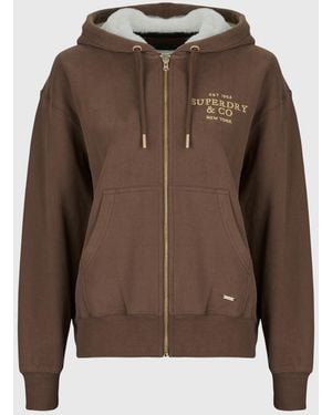 Superdry Capuchon Sweaters Luxe Fur Lined Zip Hoodie - Bruin