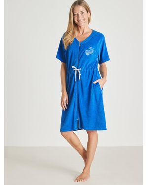 Daxon Robe by - Robe zippée en éponge - Bleu