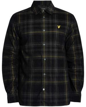 Lyle & Scott Chemise Chemise en velours côtelé à motif tartan - Noir