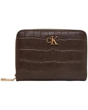 Calvin Klein Portefeuille Ck Croc Medium Flap Zip Around Lv04F1095G - Marron