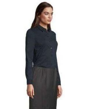 Sol's Chemise CHEMISE EN MAILLE MERCERISÉE UNI POUR FEMME BALTHAZAR - Bleu
