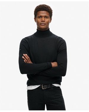 Superdry Pull Pull col roulé en laine mérinos - Noir