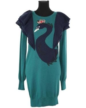 Manoush Robe courte Robe en laine verte - Bleu
