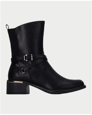 Refresh Bottes Bottines Pour Femme En Similicuir Lisse - Noir