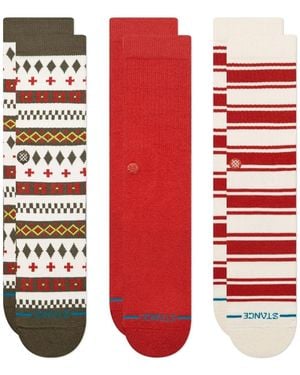 Stance Chaussettes hautes Cabin Days Crew 3 Pack - Rouge
