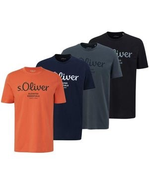 S.oliver T-shirt T-shirt Paquet de 4 Logo T-Shirt - Bleu