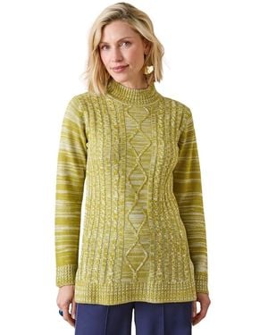 Daxon Pull Pull Col Montant Maille Torsadée - Vert