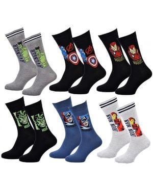 Marvel Chaussettes Chaussettes Pack Cadeaux Homme Superheros Pack 6 Paires Aven24 - Bleu