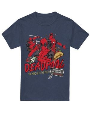 Deadpool T-Shirt Attitude - Bleu