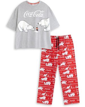 Coca Cola Ensembles De Pyjama Logo Ensemble Pyjama À Manches Courtes Et Jambes Longues - Blanc