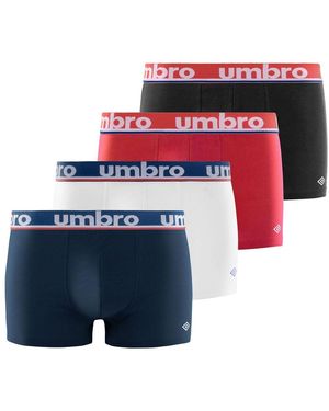 Umbro Boxers Lot de 4 boxers en coton Ban - Rouge
