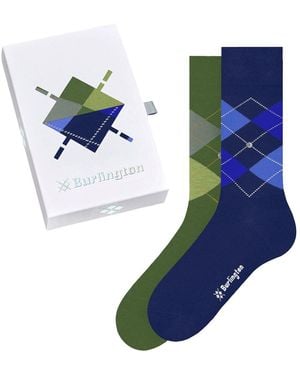 Burlington Socquettes Gift Box Argyle 2-Pack A Carreaux Bleu Vert