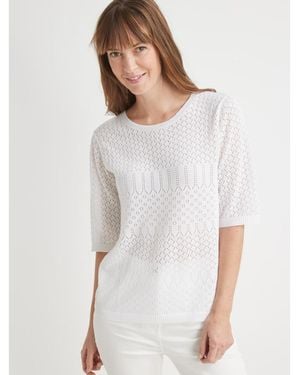 Daxon Pull by - Pull maille encolure ronde - Blanc