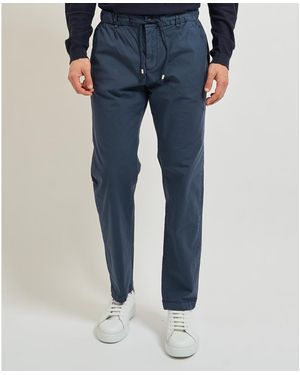 Yes-Zee Pantalon Pantalon avec coulisse et élastique en taille - Bleu