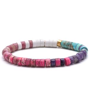 Sixtystones Bracelets Bracelet Tube Acier Doré-Large-20cm - Violet