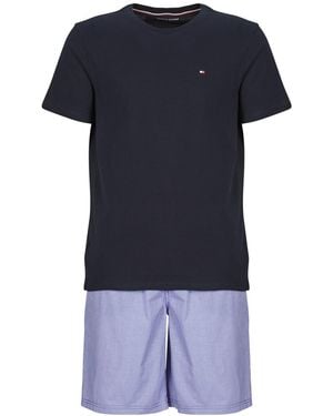 Tommy Hilfiger Pyjamas / Chemises de nuit SS WOVEN PJ SET PRINT - Bleu