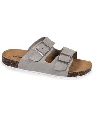 Isotoner Sandales Mules claquettes double bride Gris pailleté - Marron