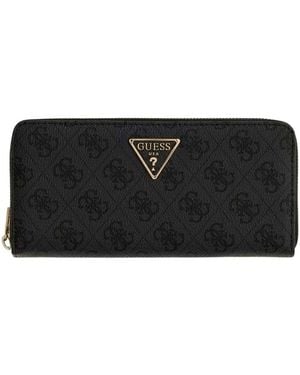 Guess Portefeuille Compagnon Laurel Ii Grand Coal Logo - Noir