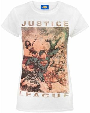 Dc Comics T-Shirt Justice League T-Shirt À Manches Courtes - Blanc