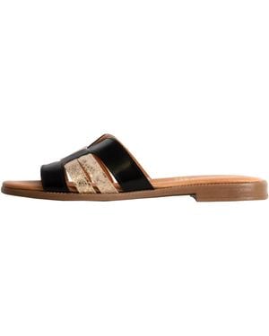 The Divine Factory Sandales Sandales Plates Cuir Alénoa - Marron