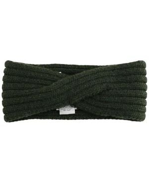 Eric Bompard Bonnet Bandeau croisé en cachemire vert - Noir
