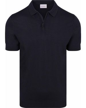 Suitable Polo Shirt Korte Mouw Knitted Half Zip Polo Dan - Blauw