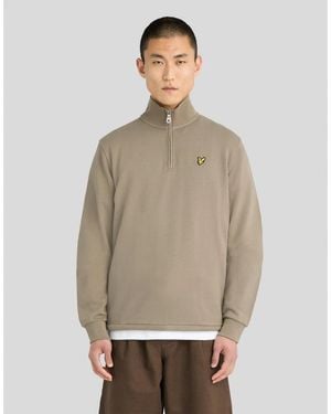 Lyle & Scott Sweat-Shirt Ml2022V Loopback Quarter Zip Sweat-X569 Khaki Ash - Gris