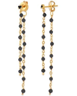 Orusbijoux Boucles oreilles Boucles D Oreilles Argent Doré Double Chaine Longue Et - Métallisé