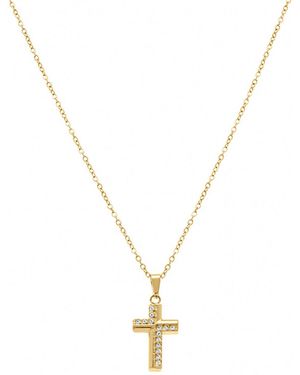 Brillaxis Collier Collier Acier Doré Croix Empierrée - Métallisé