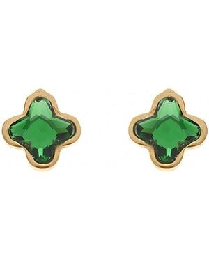 Brillaxis Boucles oreilles Boucles d'oreilles argent doré trèfle cristal vert