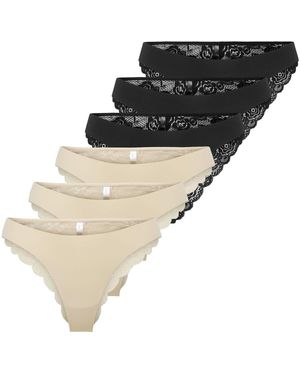 ONLY Slips Slip Paquet de 6 ONLCHLOE LACE BRAZIL 6P - Neutre
