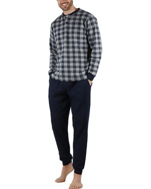 Admas Pyjama's / Nachthemden Pyjamabroek En Top Met Lange Mouwen Vichy - Blauw