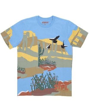 Staple T-shirt Horizon Aop Tee - Bleu