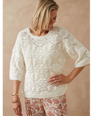 Daxon Pull by - Pull façon crochet - Blanc