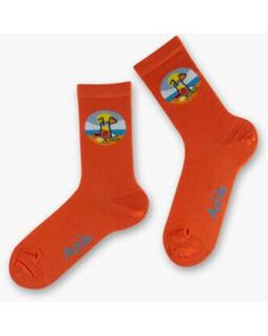 Achile Chaussettes Mi-Chaussettes Jersey Fantaisie Cocktail Coton Majoritaire - Orange