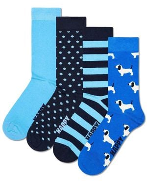 Happy Socks Chaussettes unisexe Chaussettes Paquet de 4 - Bleu