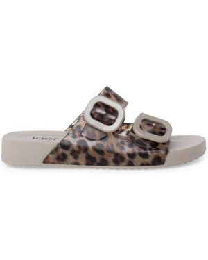 Pisamonas Claquettes Sandales Caoutchouc Habana Double Boucle Imprimé Animal - Marron