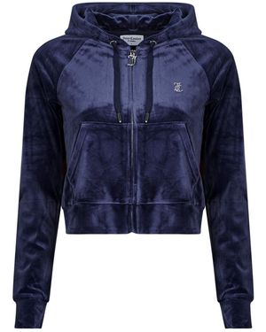 Juicy Couture Trainingsjacken Madison Classic Velour Hoodie With Juicy Logo - Blau