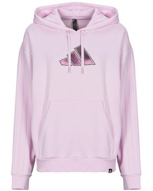 adidas Felpa Holiday Graphic 3-Stripes Oversized Hoodie - Rosa