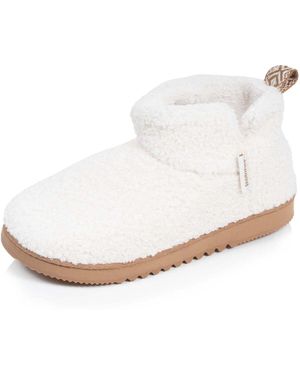 Isotoner Chaussons Chaussons Bottillons Maille Bouclette - Blanc