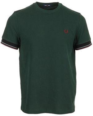Fred Perry T-shirt Twin Tipped Cuff - Vert