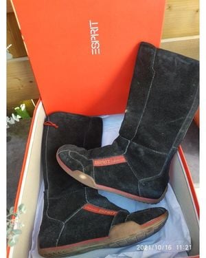 Esprit Bottes Plates Bottes Daim - Noir