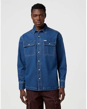 Wrangler Chemise 112371546 OVERSHIRT-RETRO BLUE - Bleu