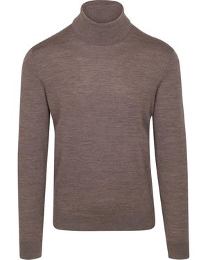 Suitable Sweater Merino Coltrui Melange Taupe - Bruin