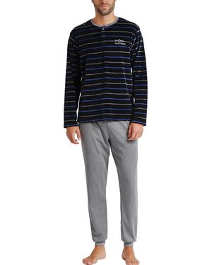 Admas Pyjama's / Nachthemden Pyjama Broek En Top Velour Blues - Zwart