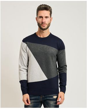 Sseinse Pull Pull col rond color block - Bleu