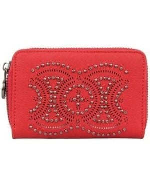 Fuchsia Porte-monnaie Porte monnaie Floride déco ajourée / cloutée - Rouge