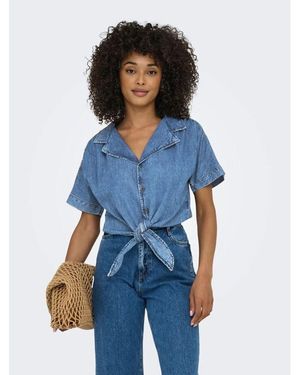 ONLY Chemise 15359080 Onlpaula S/S-Medium - Bleu